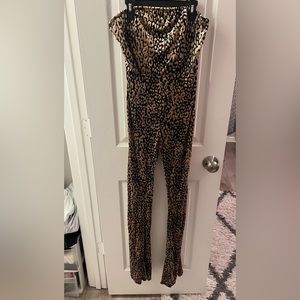 Strapless Cheetah jumpsuit.